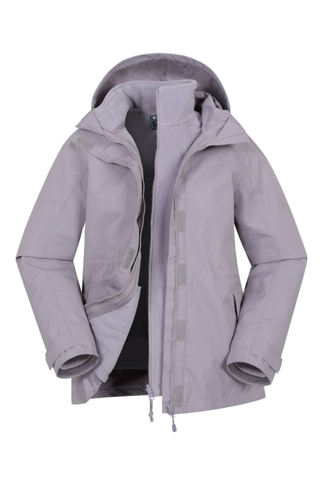 'Fell' Women's 3 in 1 Jacket Water Resistant Inner Fleece Hooded Rain Jacket Purple - Image 5