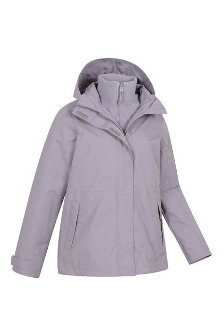 'Fell' Women's 3 in 1 Jacket Water Resistant Inner Fleece Hooded Rain Jacket Purple - Image 6