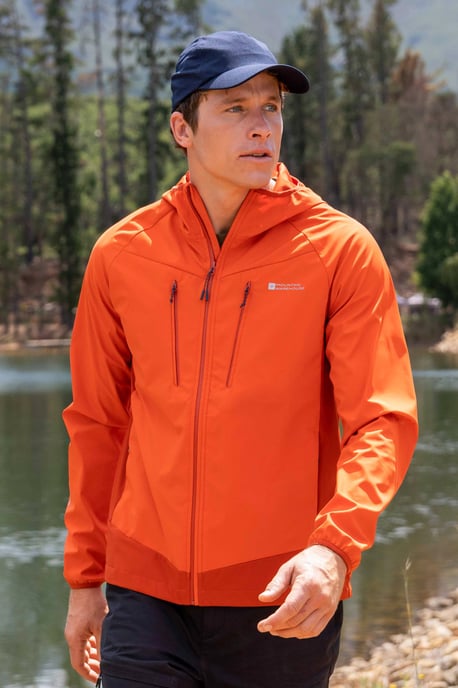 'Ambit' Men's Softshell Jacket Water Resistant Windproof Coat Orange - Image 1