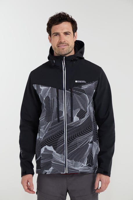 'Illuminate II' Men's Softshell Jacket Water Resistant Windproof Coat Black - Image 3