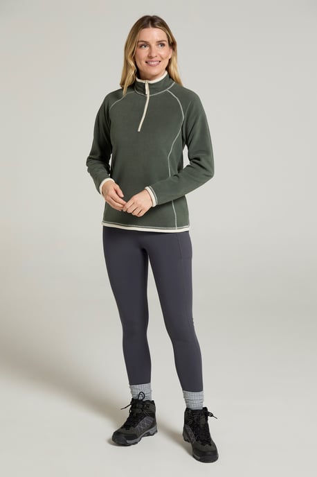 'Montana' Women's Microfleece Jacket Half Zip Breathable Quick Dry Sweater Dark Green - Image 2
