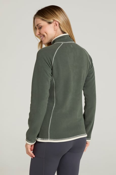 'Montana' Women's Microfleece Jacket Half Zip Breathable Quick Dry Sweater Dark Green - Image 4