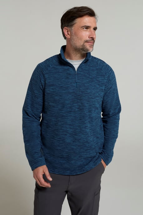'Snowdon' Men's Fleece Top Half Zip Breathable Quick Dry Sweater Indigo Blue - Image 1