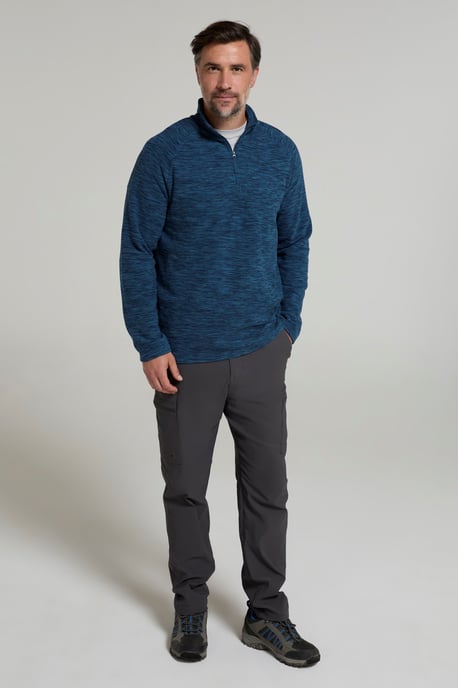 'Snowdon' Men's Fleece Top Half Zip Breathable Quick Dry Sweater Indigo Blue - Image 2