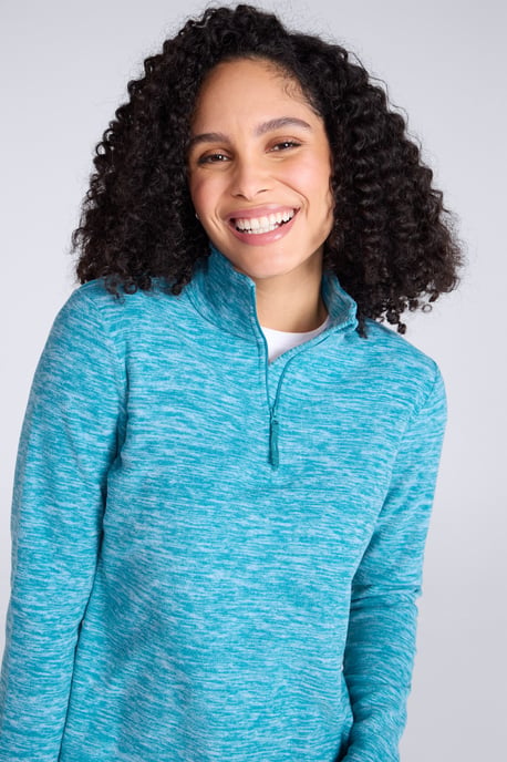 'Snowdon' Women's Fleece Top Half Zip Breathable Quick Dry Sweater Teal - Image 3