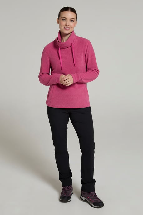'Hebridean' Women's Cowl Neck Fleece Sweater with Front Pockets Breathable Pink - Image 4