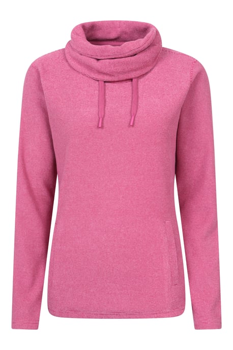 'Hebridean' Women's Cowl Neck Fleece Sweater with Front Pockets Breathable Pink - Image 5