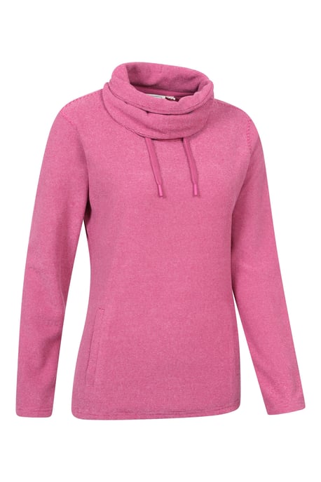 'Hebridean' Women's Cowl Neck Fleece Sweater with Front Pockets Breathable Pink - Image 6
