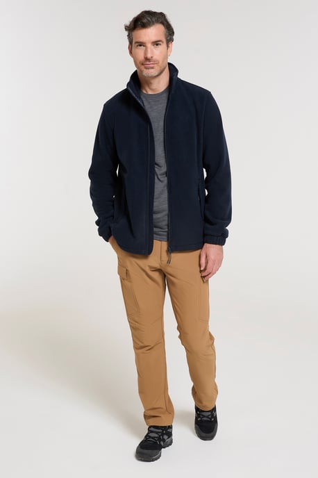 'Bernard' Men's Fleece Sweater with Pockets Windproof Breathable Coat Navy - Image 2