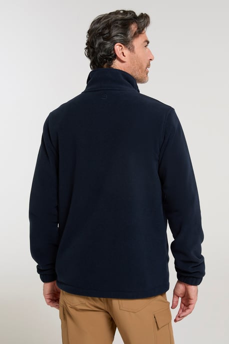 'Bernard' Men's Fleece Sweater with Pockets Windproof Breathable Coat Navy - Image 3