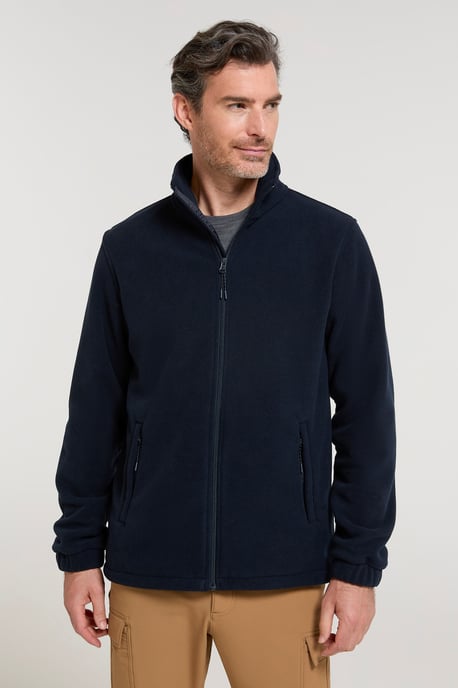 'Bernard' Men's Fleece Sweater with Pockets Windproof Breathable Coat Navy - Image 4