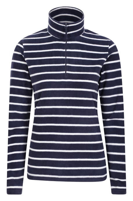 'Camber' Women's Striped Fleece Jacket Half Zip Warm Cosy Sweater Navy - Image 5