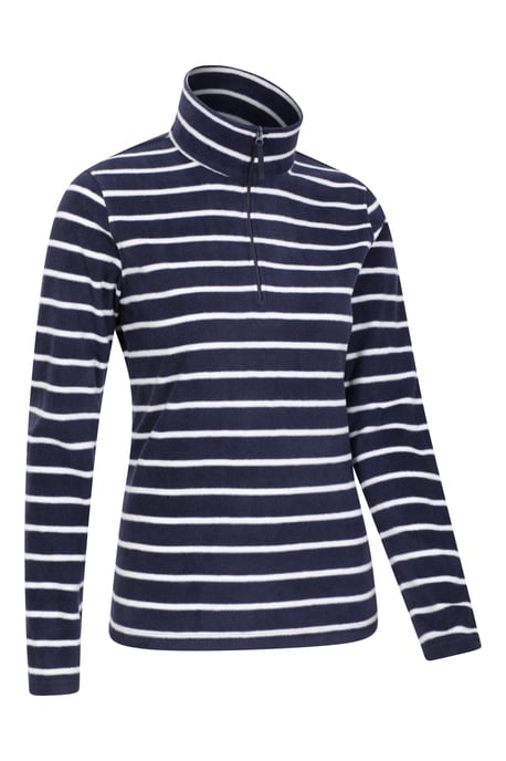 'Camber' Women's Striped Fleece Jacket Half Zip Warm Cosy Sweater Navy - Image 6