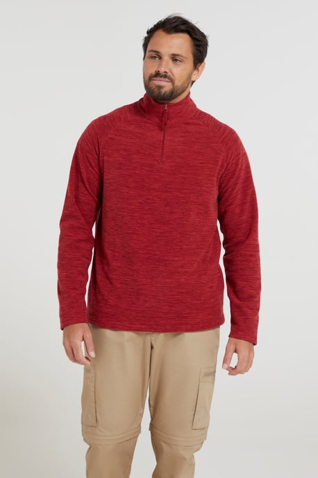 'Snowdon' Men's Fleece Top Half Zip Breathable Quick Dry Sweater Dark Red - Image 2