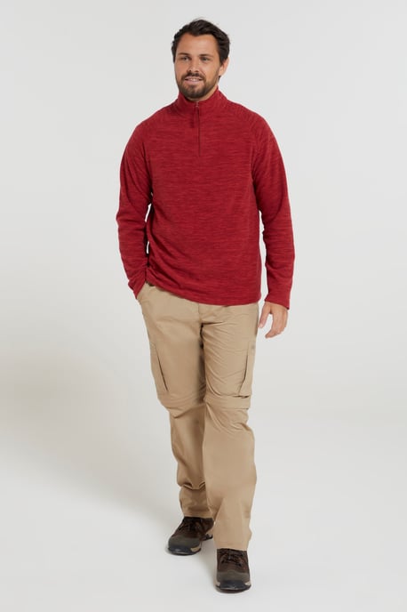 'Snowdon' Men's Fleece Top Half Zip Breathable Quick Dry Sweater Dark Red - Image 4