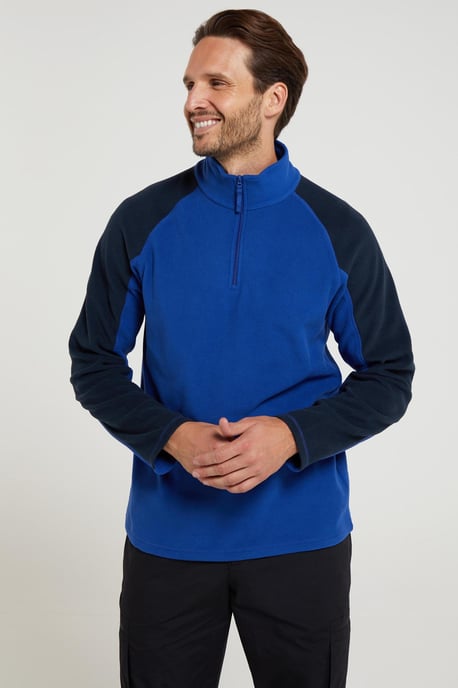 'Ashbourne' Men's Fleece Jacket Half Zip Mid Layer Sweater Blue/Navy - Image 2