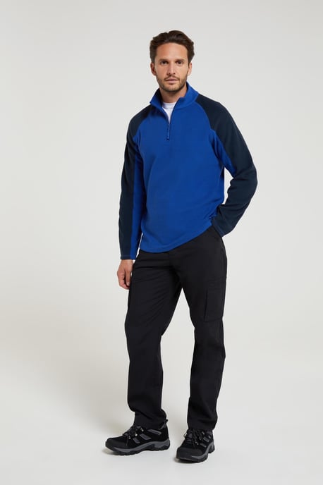 'Ashbourne' Men's Fleece Jacket Half Zip Mid Layer Sweater Blue/Navy - Image 3
