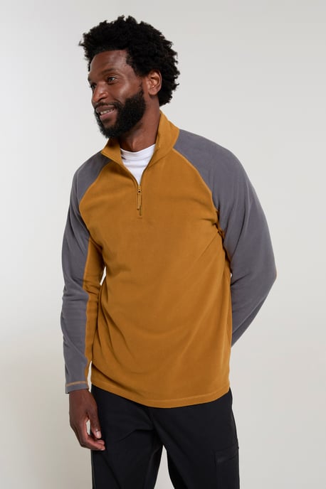 'Ashbourne' Men's Fleece Jacket Half Zip Mid Layer Sweater Mustard - Image 3