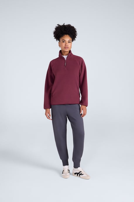 'Stockholm' Women's Fleece Jacket Half Zip Warm Cosy Sweater Berry - Image 2