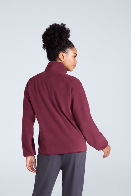 'Stockholm' Women's Fleece Jacket Half Zip Warm Cosy Sweater Berry - Image 3