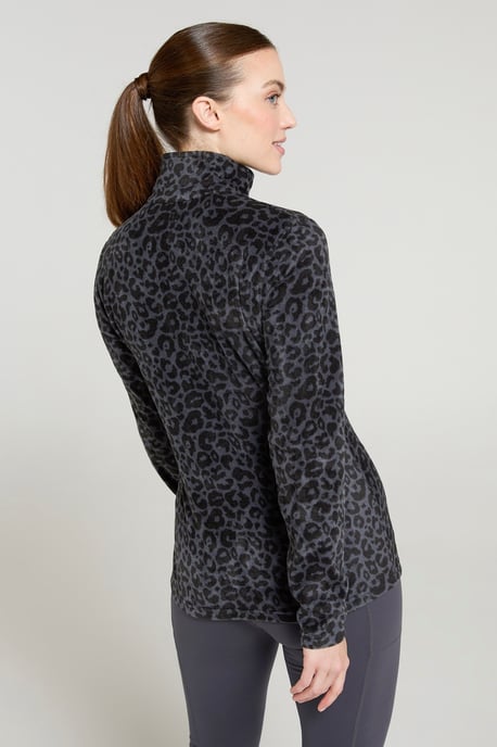 'Camber' Women's Striped Fleece Jacket Half Zip Warm Cosy Sweater Grey - Image 3