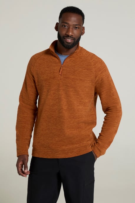 'Snowdon' Men's Fleece Top Half Zip Breathable Quick Dry Sweater Rust - Image 1