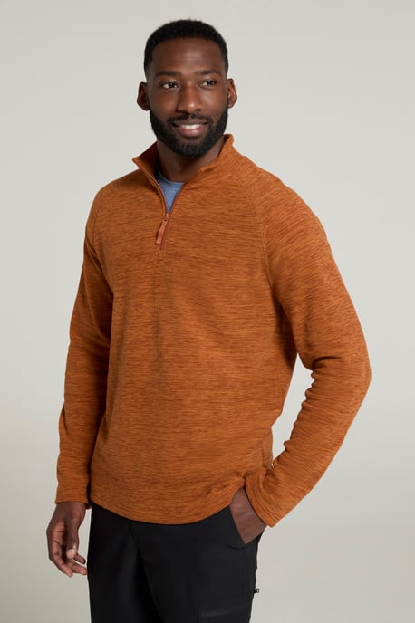 'Snowdon' Men's Fleece Top Half Zip Breathable Quick Dry Sweater Rust - Image 2