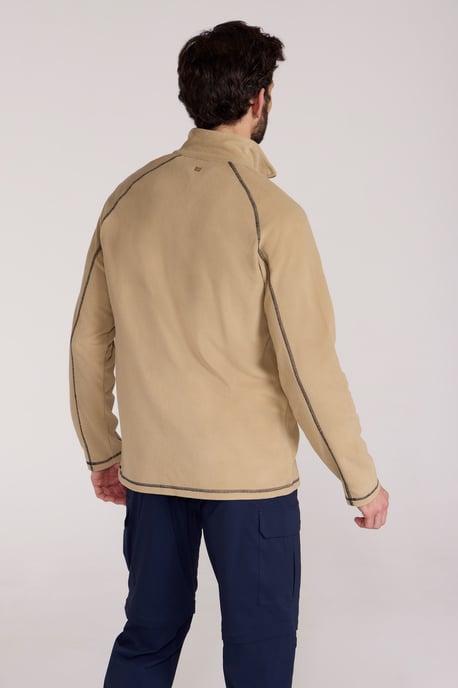 'Ashbourne' Men's Fleece Jacket Half Zip Mid Layer Sweater Ecru - Image 3