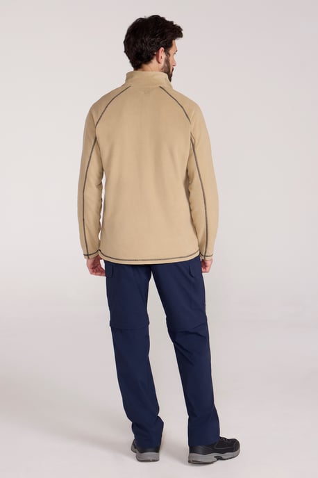 'Ashbourne' Men's Fleece Jacket Half Zip Mid Layer Sweater Ecru - Image 4