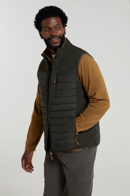 'Turbine' Men's Padded Gilet Water Resistant Hiking Jacket Khaki - Image 2