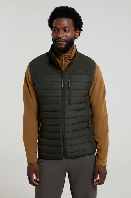 'Turbine' Men's Padded Gilet Water Resistant Hiking Jacket Khaki - Image 3