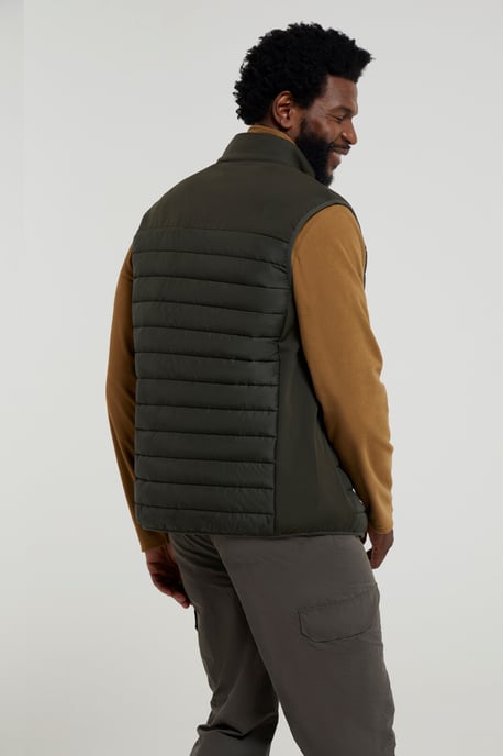 'Turbine' Men's Padded Gilet Water Resistant Hiking Jacket Khaki - Image 4