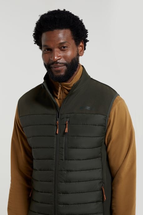 'Turbine' Men's Padded Gilet Water Resistant Hiking Jacket Khaki - Image 5