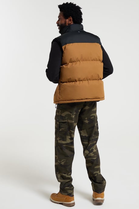 'Rock' Men's Borg Padded Gilet Water Resistant Sleeveless Jacket Tan - Image 5