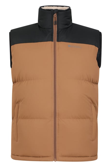 'Rock' Men's Borg Padded Gilet Water Resistant Sleeveless Jacket Tan - Image 6