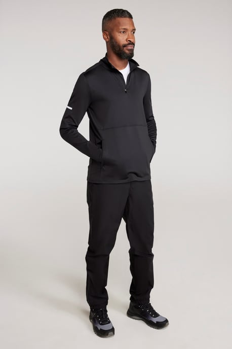 'Core' Men's Half Zip Midlayer Stretchy Quick Wick Lightweight Activewear Jumper Black - Image 4