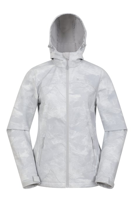 'Exodus' Women's Printed Softshell Jacket Water Resistant Windproof Activewear Light Grey - Image 2