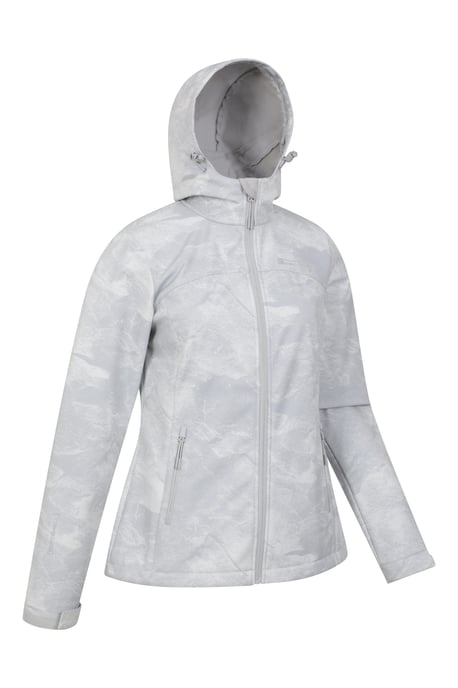 'Exodus' Women's Printed Softshell Jacket Water Resistant Windproof Activewear Light Grey - Image 3