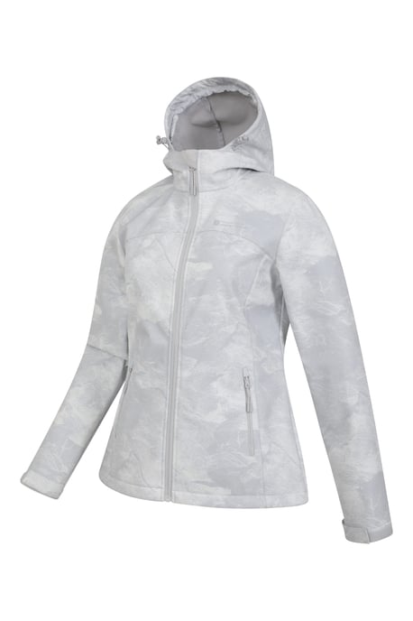 'Exodus' Women's Printed Softshell Jacket Water Resistant Windproof Activewear Light Grey - Image 5