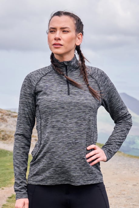 'Bend & Stretch' Women's Midlayer Jacket Stretchy Quick Wick Half Zip Jumper Black - Image 1