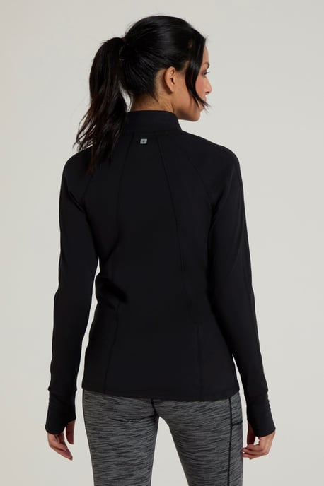 'Blackout' Women's Full Zip Midlayer Stretchy Quick Wick Full Zip Active Jumper Black - Image 3