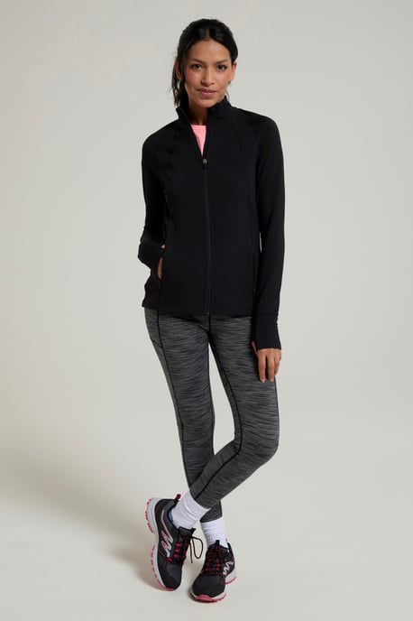 'Blackout' Women's Full Zip Midlayer Stretchy Quick Wick Full Zip Active Jumper Black - Image 4