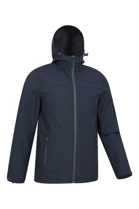 'Reykjavik' Men's Textured Softshell Jacket Water Resistant Breathable Activewear Navy - Image 6