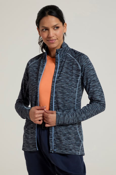 'Bend & Stretch' Women's Full Zip Midlayer Stretchy Lightweight Quick Dry Jumper Dark Blue - Image 2