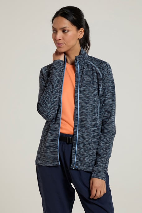 'Bend & Stretch' Women's Full Zip Midlayer Stretchy Lightweight Quick Dry Jumper Dark Blue - Image 3