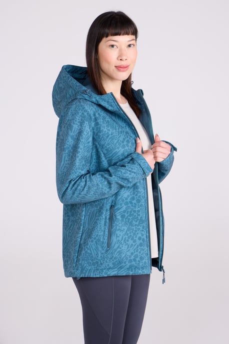 'Exodus' Women's Printed Softshell Jacket Water Resistant Windproof Activewear Teal - Image 1