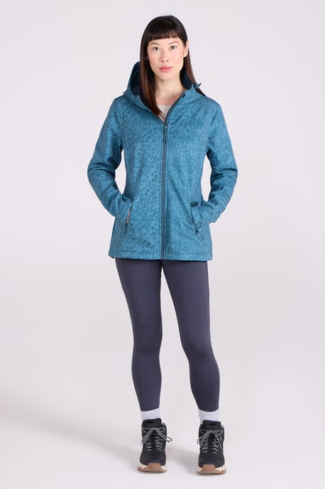 'Exodus' Women's Printed Softshell Jacket Water Resistant Windproof Activewear Teal - Image 2