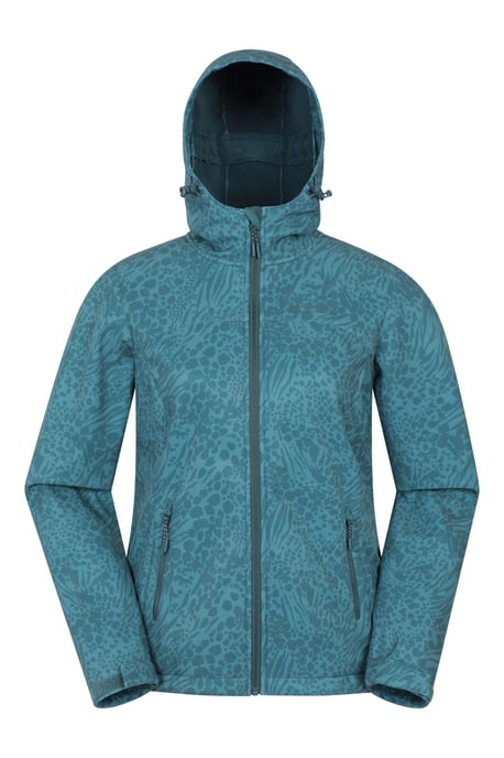 'Exodus' Women's Printed Softshell Jacket Water Resistant Windproof Activewear Teal - Image 5
