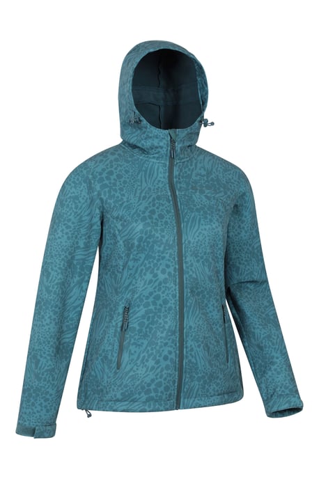 'Exodus' Women's Printed Softshell Jacket Water Resistant Windproof Activewear Teal - Image 6