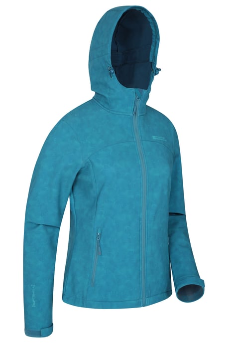 'Exodus' Women's Printed Softshell Jacket Water Resistant Windproof Activewear Teal - Image 2